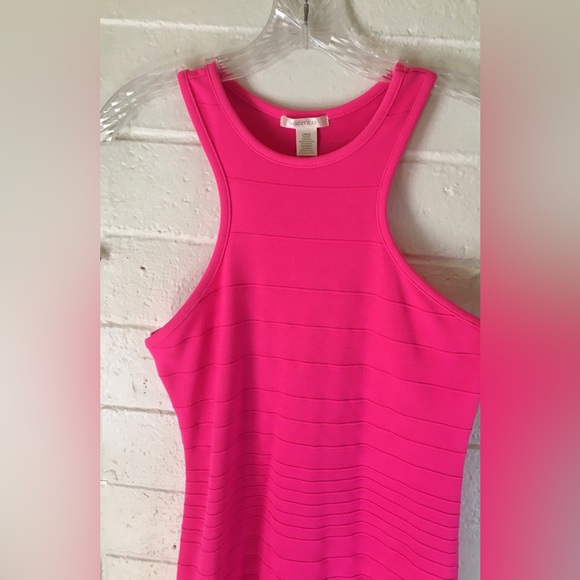 Bozzolo Hot Pink Stretch Ribbed Dress - Picture 3 of 16